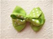 Grote grosgrain 3D strik met polkadots ~ 4,5 cm ~ Groen - 1 - Thumbnail