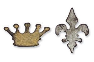 5x Tim Holtz movers&shapes chipboard crown&fleur de lis - 1