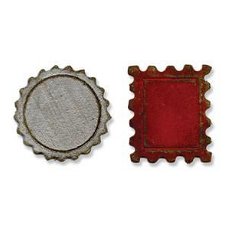 5x Tim Holtz movers&shapes chipboard bottle cap&stamp