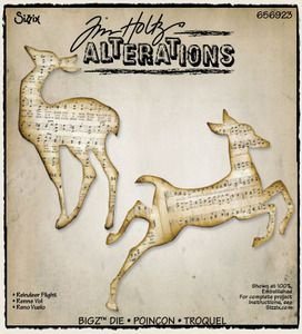 3x Tim Holtz bigz chipboard reindeer flight - 1