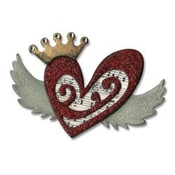 3x Tim Holtz bigz chipboard heart wings - 1