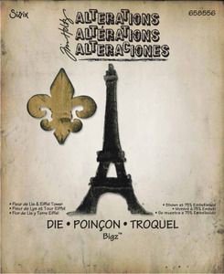 3x Tim Holtz bigz chipboard fleur de lis&eiffel - 1