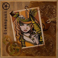 Mannenkaart 53: Steampunk Sally met tag (onbeschreven)