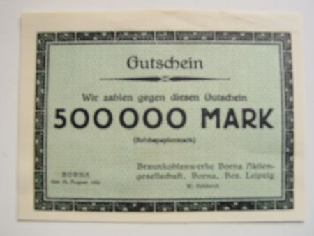 Noodgeld Leipzig Borna Werke 500 duizend Mark - 1