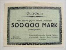 Noodgeld Leipzig Borna Werke 500 duizend Mark