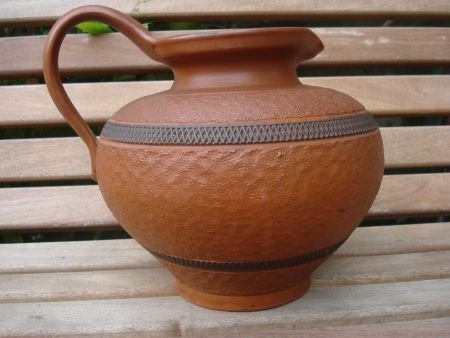 Prachtige terracotta vaas met oor handgemaakt genummerd - 1