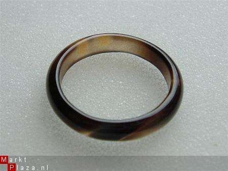 #78 Zwart blanke Agaat Ring handgeslepen - 1