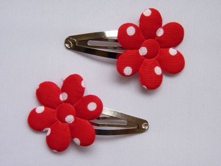 ** Kleuter haarspeldjes met polkadot bloem (rood) - nr. 1
