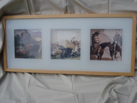 Schilderij verdiept met afbeeldingen van indianen en bisons - 1