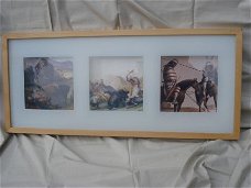 Schilderij verdiept met afbeeldingen van indianen en bisons
