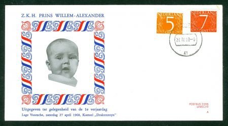 FDC 1e verjaardag Willem Alexander 27-4-1968 - 1