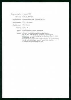 EDB Inhuldiging Beatrix (uitg. ivm tariefsverhoging 6-1-81) - 1