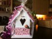 Vogelhuisje voor de babykamer met roze bloempje - 2 - Thumbnail
