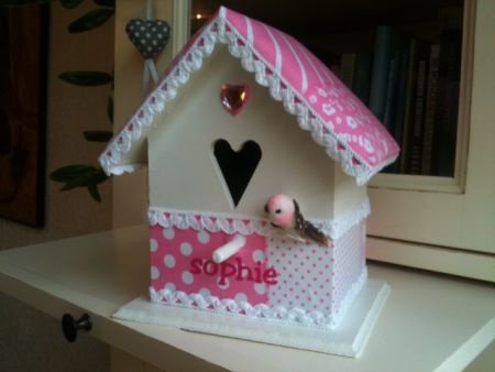 Vogelhuisje voor de babykamer in roze met naam - 2