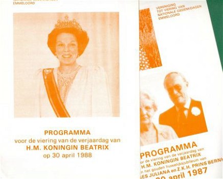 Beatrix' Koninginnedag - Programma Emmeloord 1987-1988 2 st. - 1