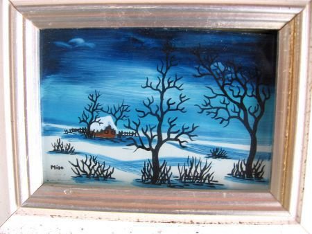 (glasschildering) - Winterlandschapje - Mario Boschetto - 1