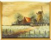 Mini olieverf schilderijtje met boerderijtafereel - 1 - Thumbnail