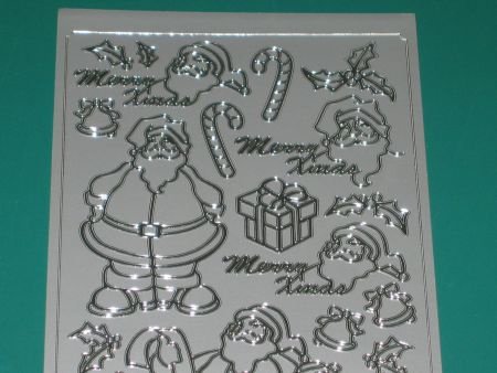 Stickervel --- KERSTMAN + Merry Xmas --- 123152 --- ZILVER - 1