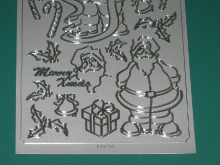 Stickervel --- KERSTMAN + Merry Xmas --- 123152 --- ZILVER - 1