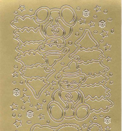Stickervel --- KERSTBOMEN en BEREN --- 560 --- GOUD - Afbeelding 2