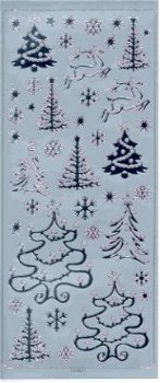 Stickervel -- KERSTBOMEN --- 123025 --- ZILVER - 1