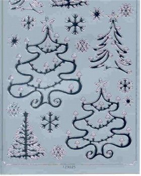 Stickervel -- KERSTBOMEN --- 123025 --- ZILVER - 1