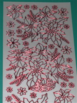 Stickervel -- KERSTBLOEMEN / KERSTSTERREN --- 123269 -- ROOD - 1