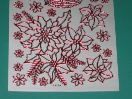 Stickervel -- KERSTBLOEMEN / KERSTSTERREN --- 123269 -- ROOD - 1