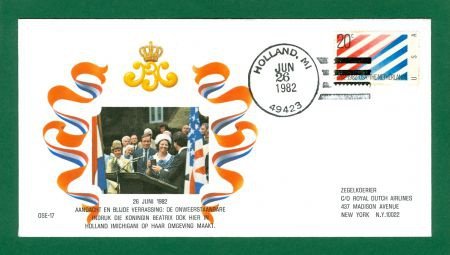 FDC OSE-17 Koningin Beatrix bezoekt Holland, Michigan 1982 - 1