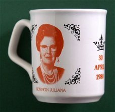 Mok Troonswissel Juliana-Beatrix 30-4-1980 (oranje op zwart)