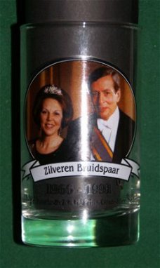Glas Zilveren Bruidspaar 1966-1991 Beatrix & Claus