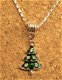 NIEUW setje kerstboom oorbellen + ketting met strass - 1 - Thumbnail