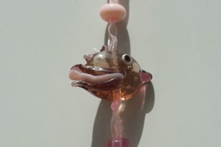 Handgemaakte raamhanger van glas roze NIEUW. - Afbeelding 4