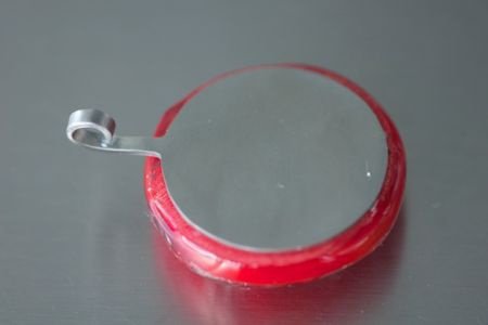 Rood met zilvergaas handgemaakte wisseltop glas NIEUW. - Afbeelding 2