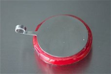 Rood met zilvergaas handgemaakte wisseltop glas NIEUW.