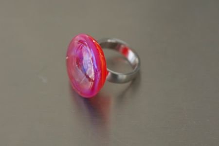Rood met zilvergaas handgemaakte wisseltop glas NIEUW. - Afbeelding 7