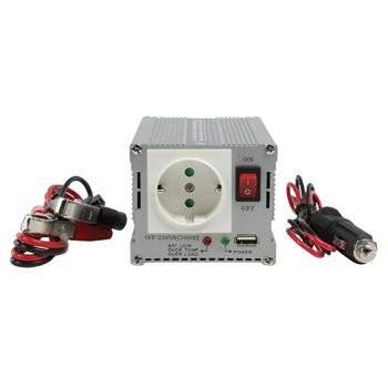 Omvormer 12 - 230 V 300 W schuko en USB, hq-inv300wu-12mr - 1