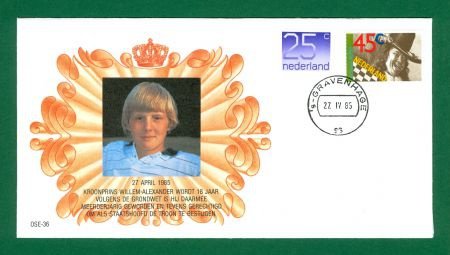 FDC OSE-36 27 april 1985 - Willem-Alexander wordt 18 jaar - 1