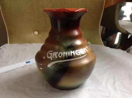 Leuk aardewerken kannetje met opdruk Groningen - 1