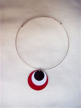 origineel vintage choker rood wit zwart zilver halsketting - 2
