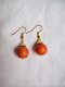 edelsteen oorbellen oranje turquoise met goud kapje oorhaken - 1 - Thumbnail