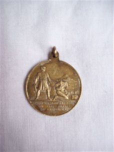 grote antieke medaille koper messing rk religie vintage oud