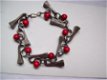 antieke hoefnagel armband met rode kralen hippie vintage - 1 - Thumbnail