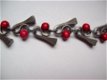 antieke hoefnagel armband met rode kralen hippie vintage - 1 - Thumbnail