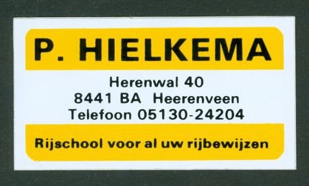 Sticker P. Hielkema Rijschool (Heerenveen) - 1