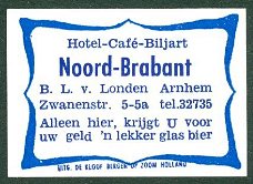 Luciferetiket Hotel-Café-Biljart Noord-Brabant, Arnhem