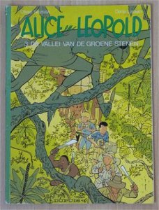 Strip Boek, ALICE en LEOPOLD, De Vallei Van De Groene Stenen, Nummer 3, Dupuis, 1993.