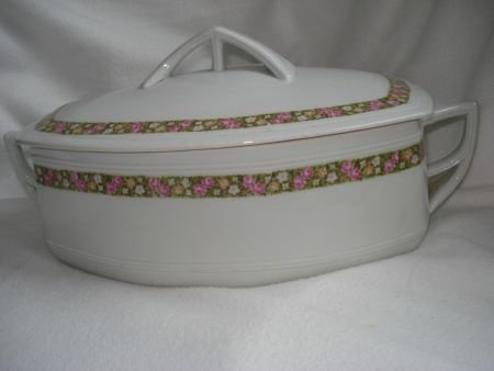 retro soepterrine langwerpig dekschaal 35x19 gemeten met or - Afbeelding 2