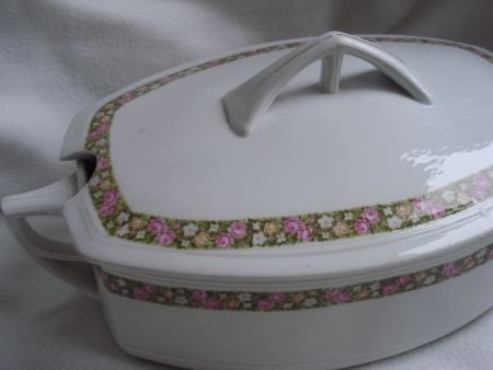 retro soepterrine langwerpig dekschaal 35x19 gemeten met or - Afbeelding 3