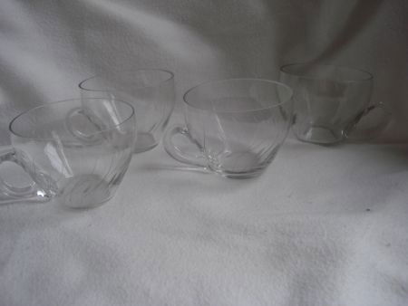 4 retro geslepen glazen kommen voor bowlstel - Afbeelding 2